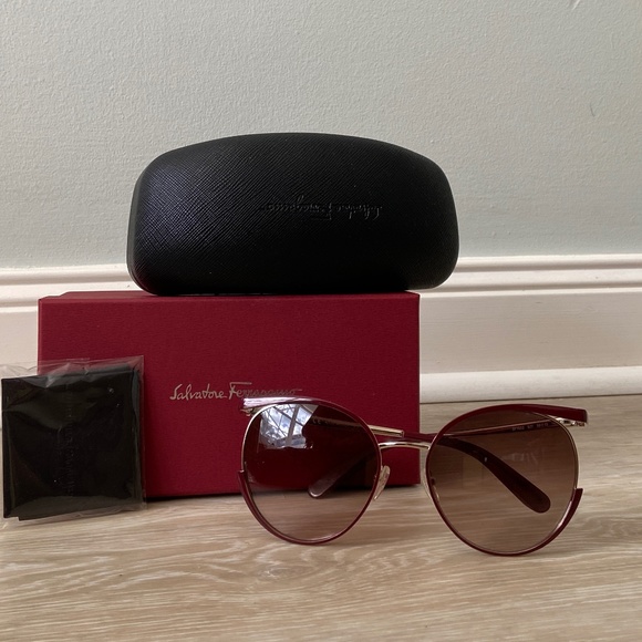 Salvatore Ferragamo Sunglasses, New In Box With Case And Cleaning Cloth.